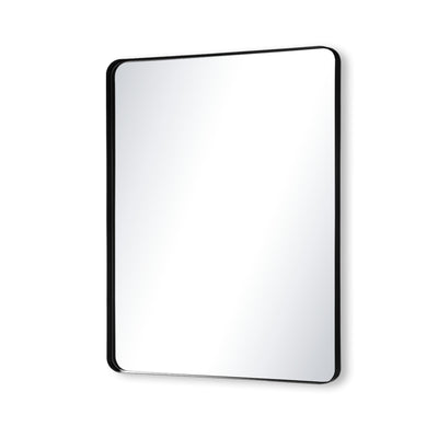 SUMERAIN Badeværelsesvaskespejl med brudsikkert hærdet glas, 36x30 tommer moderne mat sort vægspejl med aluminiumsramme til entré, stue og landsted, vandret/lodret montering