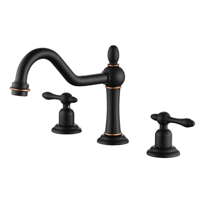 SUMERAIN 8 tommer bredt badeværelsesarmatur med 3 huller, 2 grebs badeværelsesvaskarmatur i vintage stil med olieret bronze finish