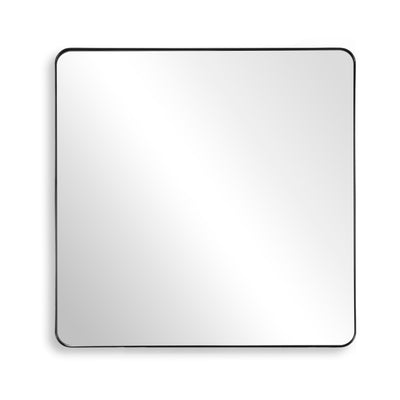 SUMERAIN Stort badeværelsesspejl, 38x38 tommer hærdet glas aluminiumsramme vægspejl i mat sort, kan hænges vandret eller lodret, nem at installere