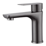 sumerain badeværelsesvaskarmatur med enkelt håndtag, enkelt hul, badeværelsesarmatur, metallisk grå toilettaskearmatur i rustfrit stål med vandforsyningsslanger