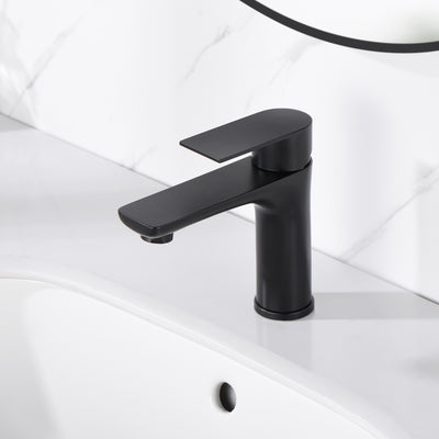 sumerain badeværelsesarmatur med enkelt håndtag, badeværelsesvaskarmatur med enkelt hul, mat sort vaskearmatur til toilettaske med vandforsyningsslanger