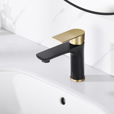 sumerain badeværelsesarmatur i rustfrit stål, badeværelsesvaskarmatur med enkelt hul, badeværelsesarmatur med enkelt håndtag, sort og guld toilettaskearmatur med vandforsyningsslanger