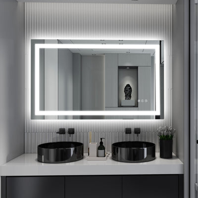 SUMERAIN 40 x 24 tommer LED badeværelsesspejl med lys, badeværelsesspejl til væg, 3 farvetemperaturer oplyst badeværelsesspejl med hærdet glas, hukommelsesfunktion, ETL certificeret