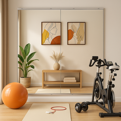 Sumerain Brudsikkert Hjemmegymnastikspejl 2 stk x 48x24 tommer, Vægmonteret Stort Rammefrit Fuld Længde Spejl, til Hjemmegymnastik, Fitness, Yoga, Dans, Garage