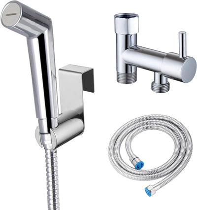 Håndholdt Sprøjte Kit med Justerbar Jet Spray til Toilet, Dobbelt Lukke Design, Krom Finish