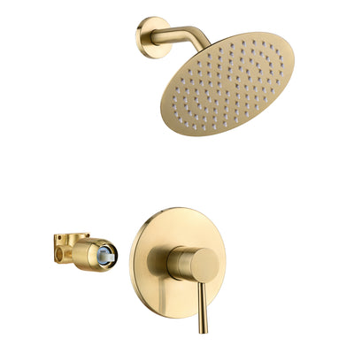 Børstet guld brusehane sæt, fuld metal design og indbygningsventil inkluderet