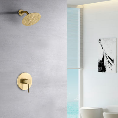 Børstet guld brusehane sæt, fuld metal design og indbygningsventil inkluderet