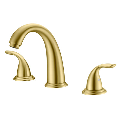 Sumerain to-grebs børstet guldfarvet bredtspredt badeværelsesarmatur med ventil